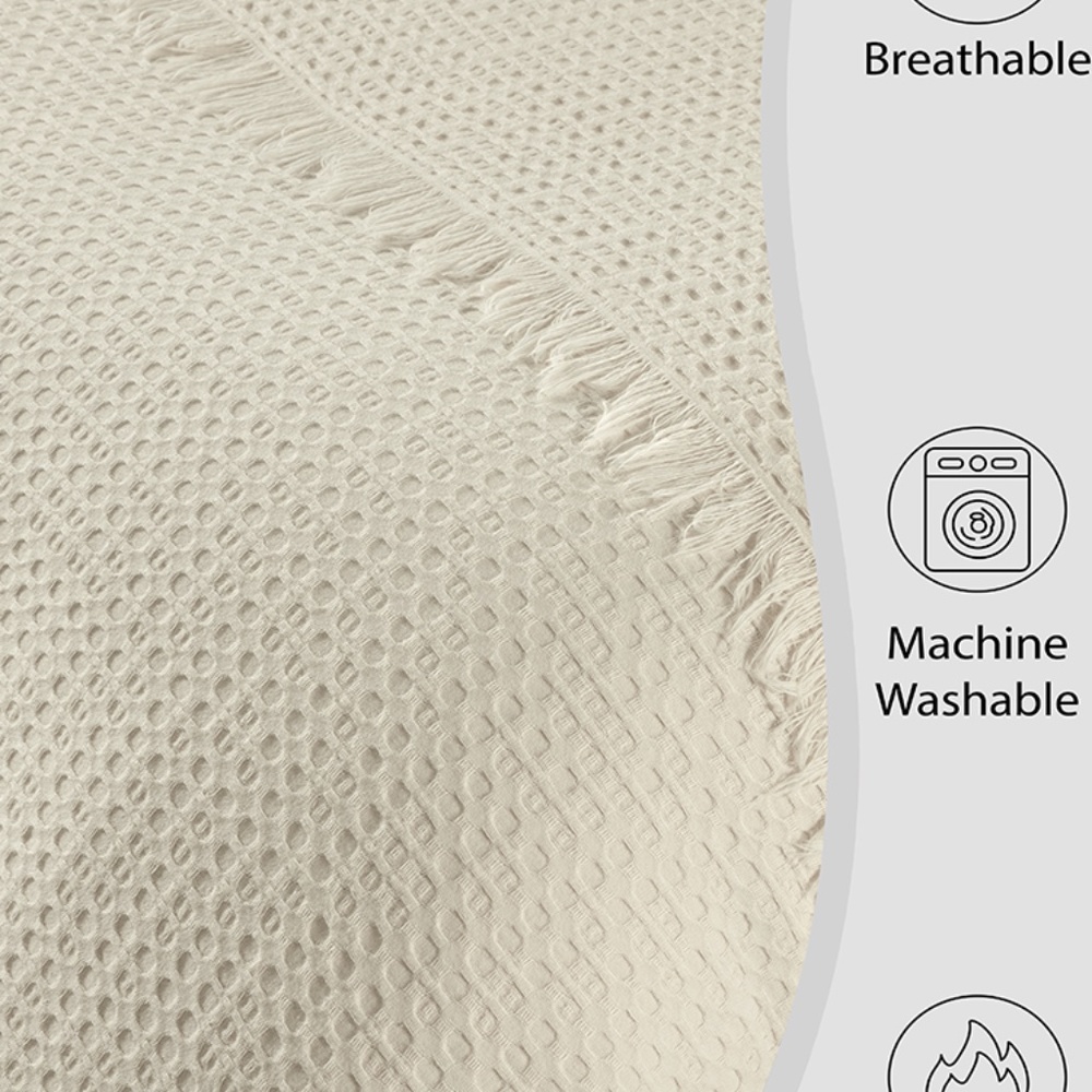 Suvi NYC Waffle Throw Blanket, Organic Turkish Cotton, Lightweight Super Soft - Picture 8 of 12